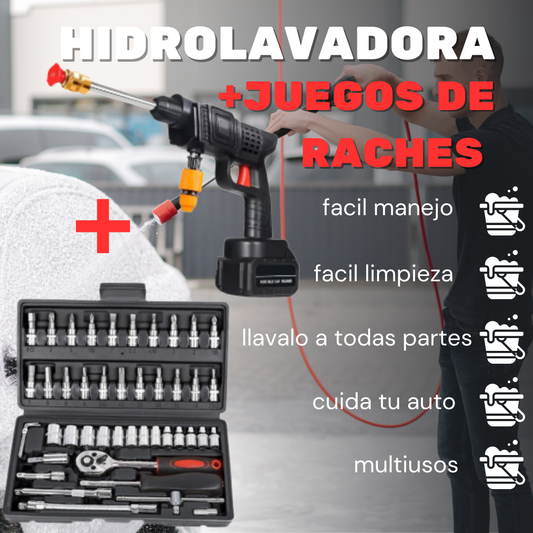 HIDROLAVADORA 48V INALAMBRICA + JUEGO RACHES